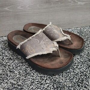 Vtg Y2K 90s Sketchers Chunky Flip Flop Sandals Bling Embroidered Preppy Womens 9